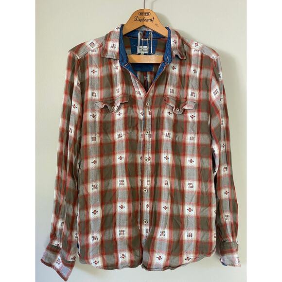 True Grit Los Angeles Mens Casual Button Down Shirt Aztec Size XL - Picture 1 of 3